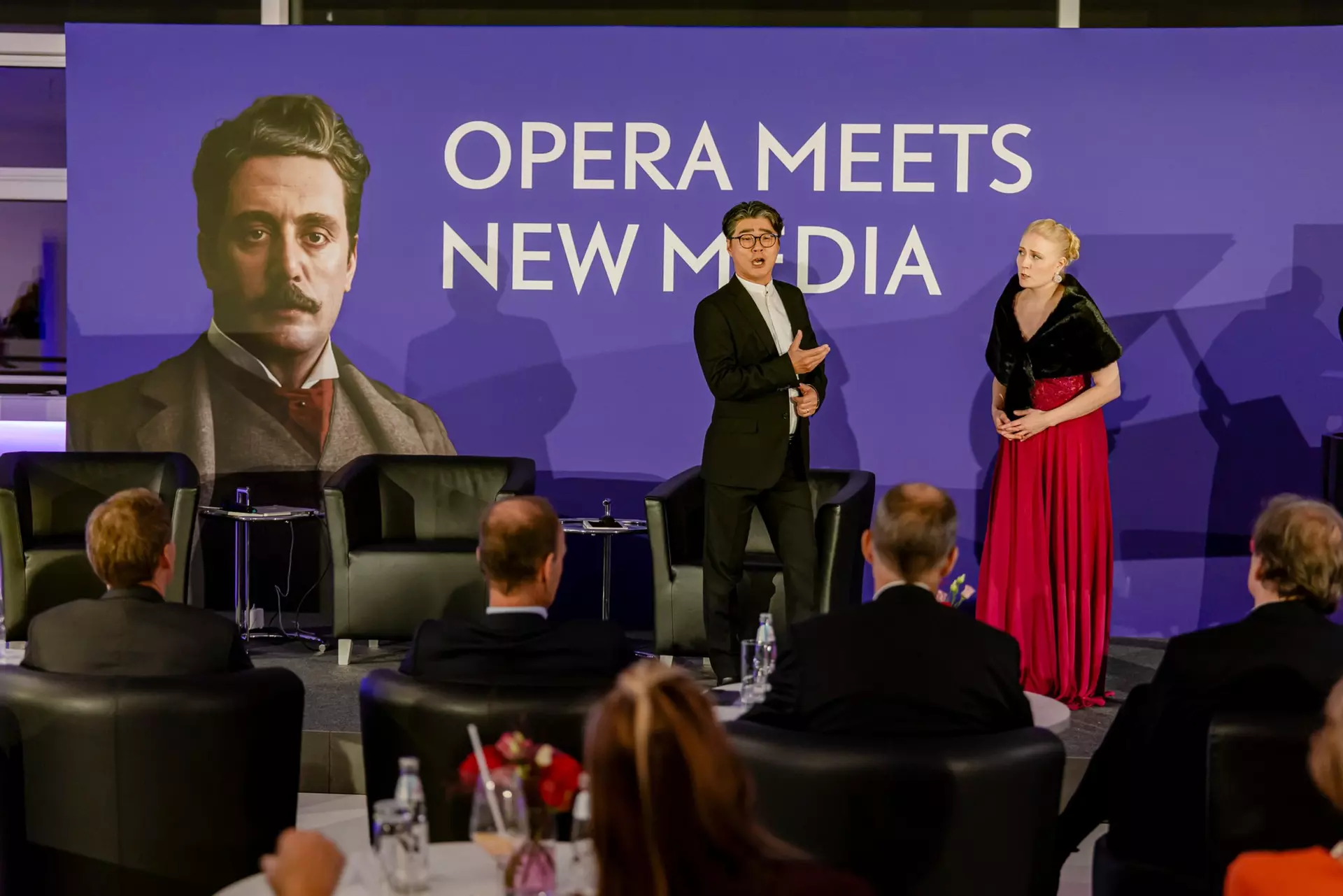 Tenor Ji-Woon Kim and soprano Johanna Nylund set the mood for guests with arias by Giacomo Puccini at the opening event