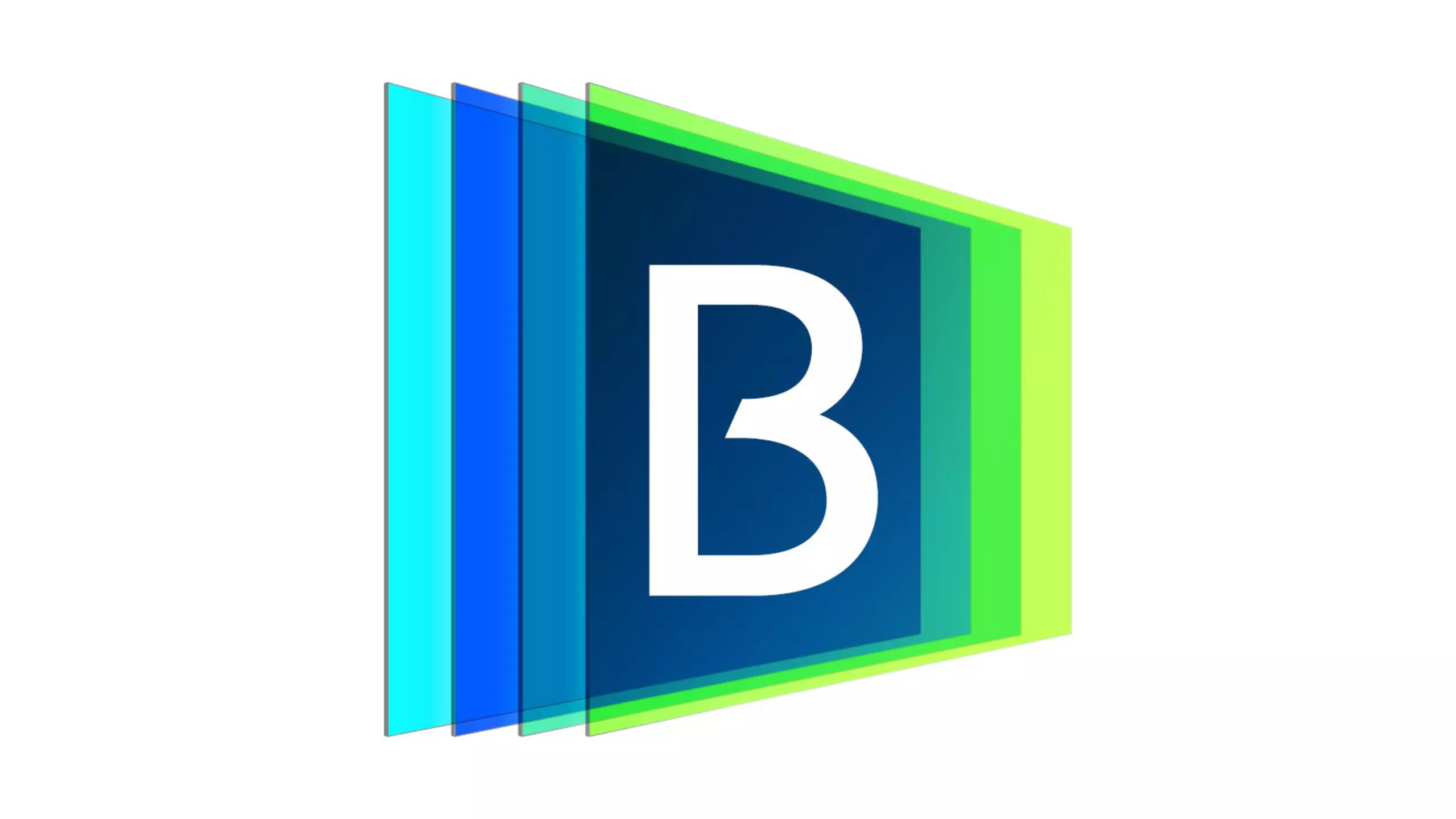 Bertelsmann B vor farbigen Ebenen