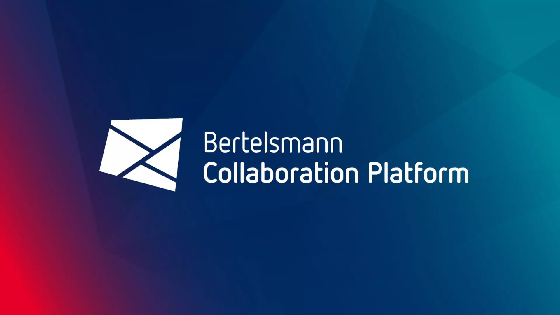 Logo und Schriftzug „Bertelsmann Collaboration Platform“ auf blauem Farbverlauf-Hintergrund.