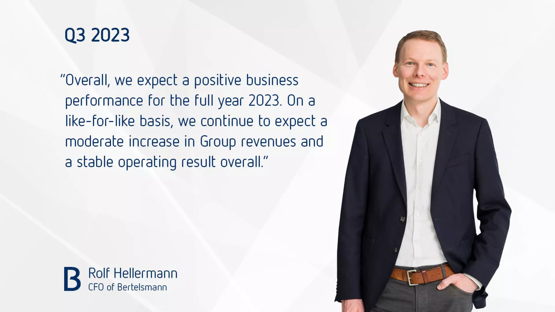 Statement from Rolf Hellermann regarding the third Quarter 2023