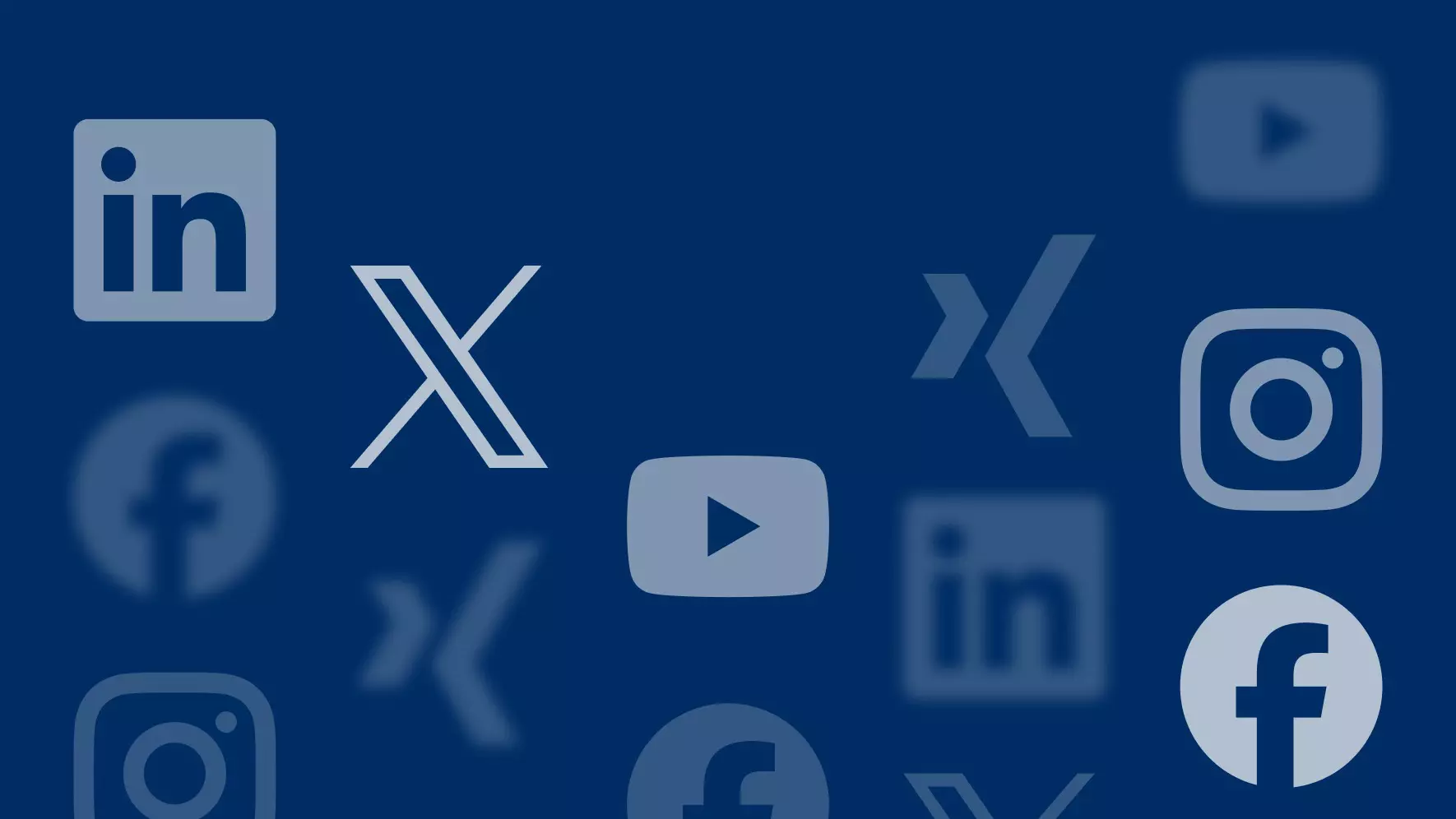 Social Media Icons auf blauem Hintergrund