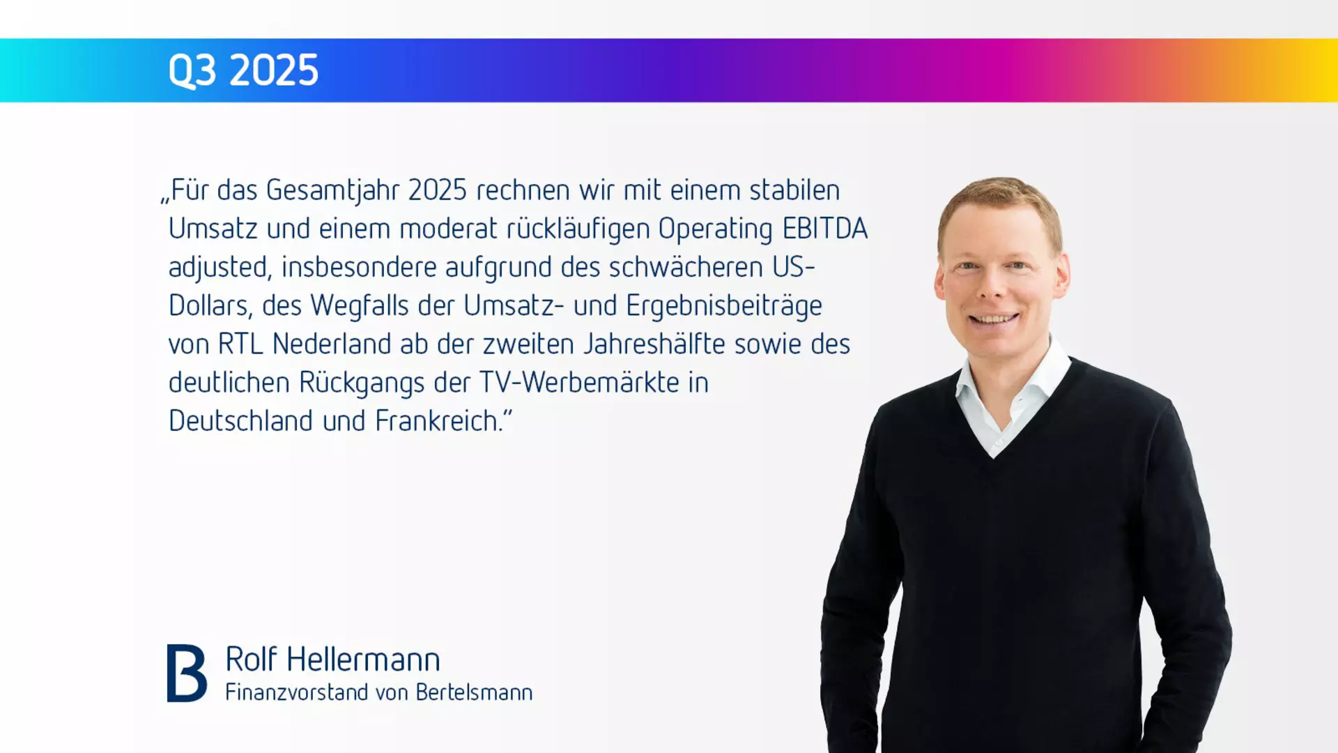 Statement von Rolf Hellermann zu den Geschäftszahlen des 3. Quartals