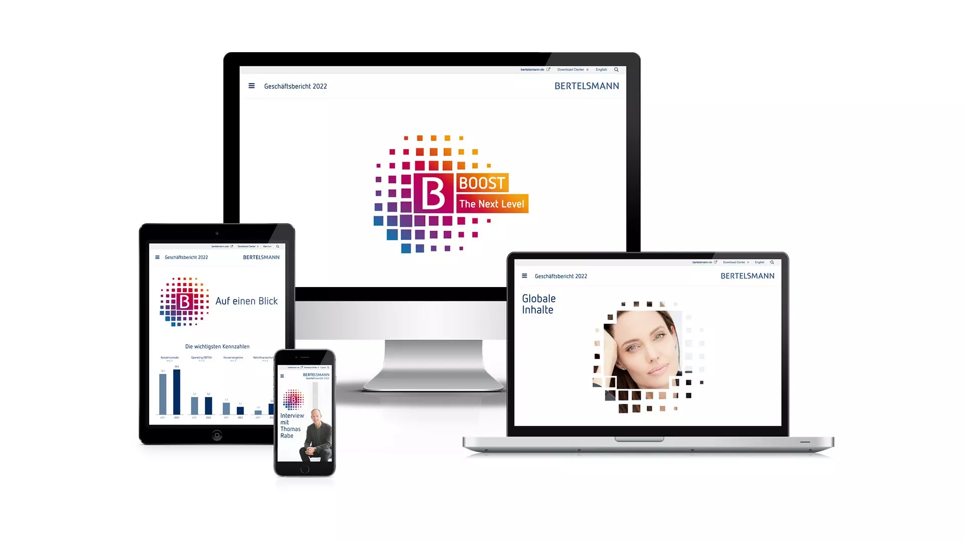 Der Geschäftsbericht 2022 auf verschiedenen Geräten