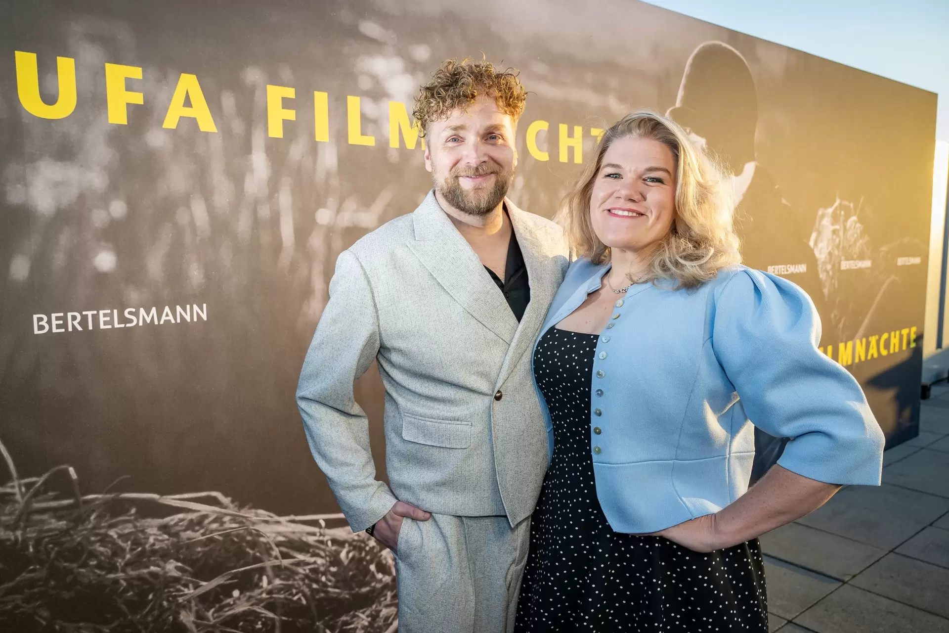 Actress Gisa Flake with Knud Riepen at the reception for the 2026 UFA Film Nights