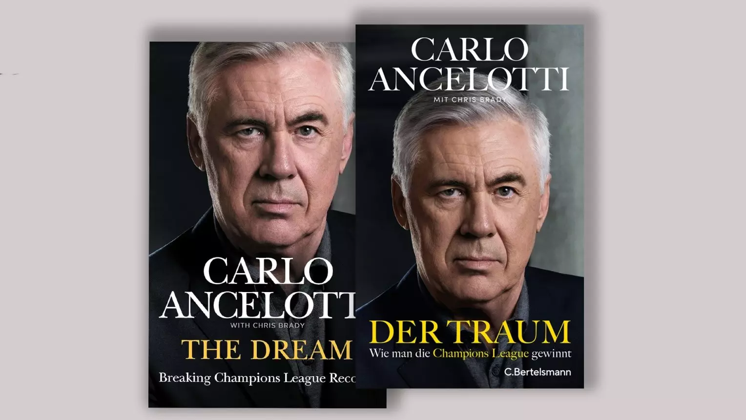 Book cover and portrait of Carlo Ancelotti