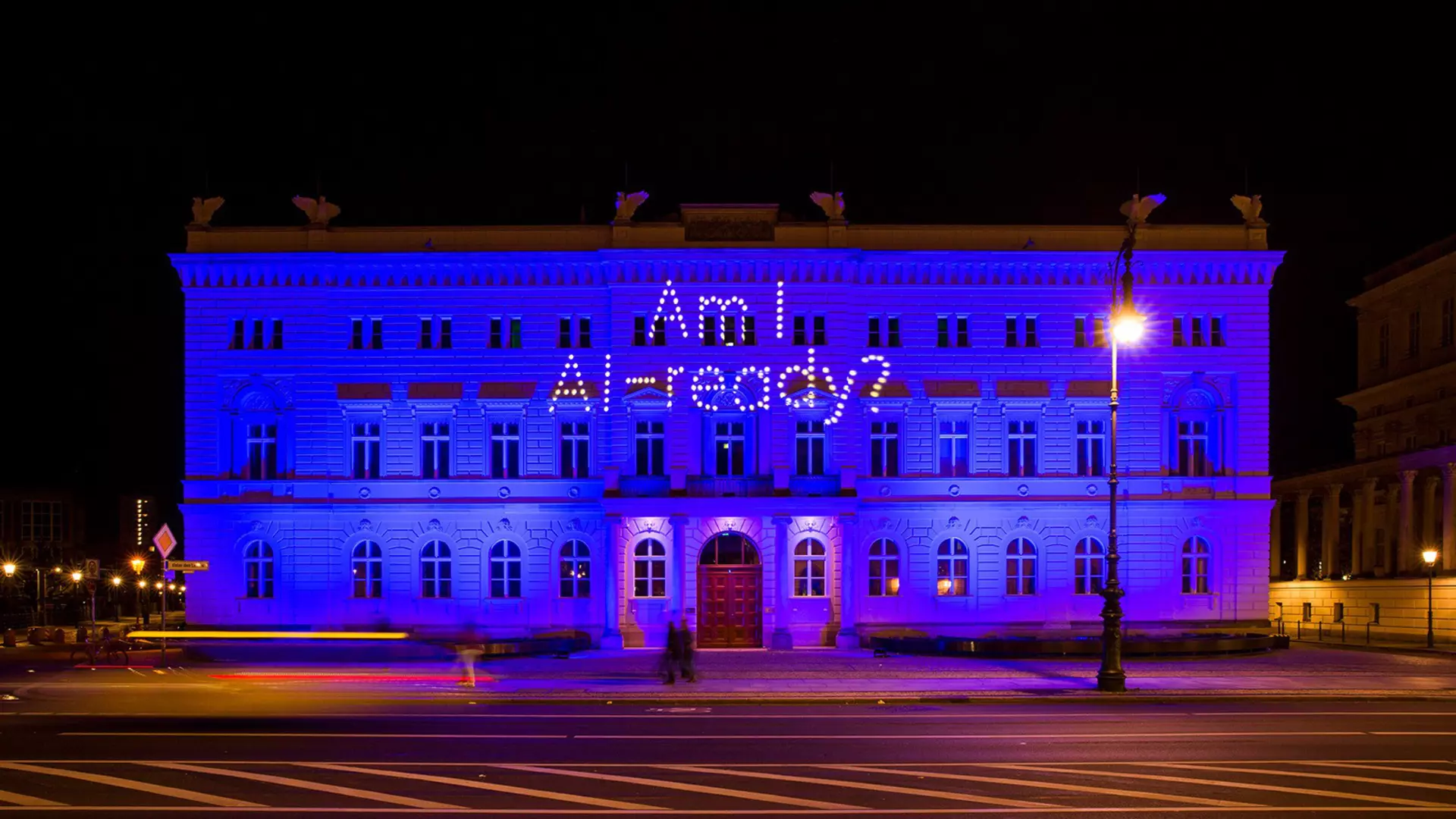 Light projection for the AI campaign at the Bertelsmann representative office in Berlin