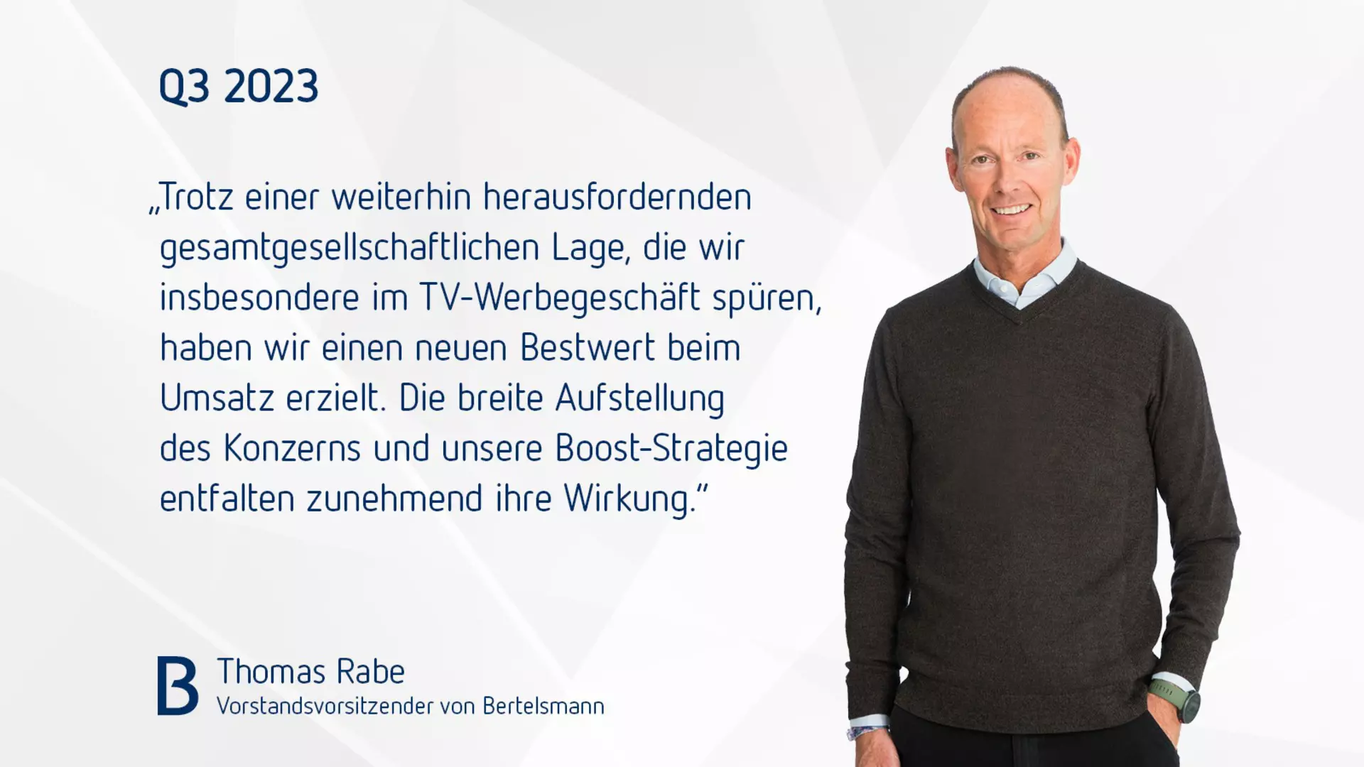 Statement von Thomas Rabe zum dritten Quartal 2023