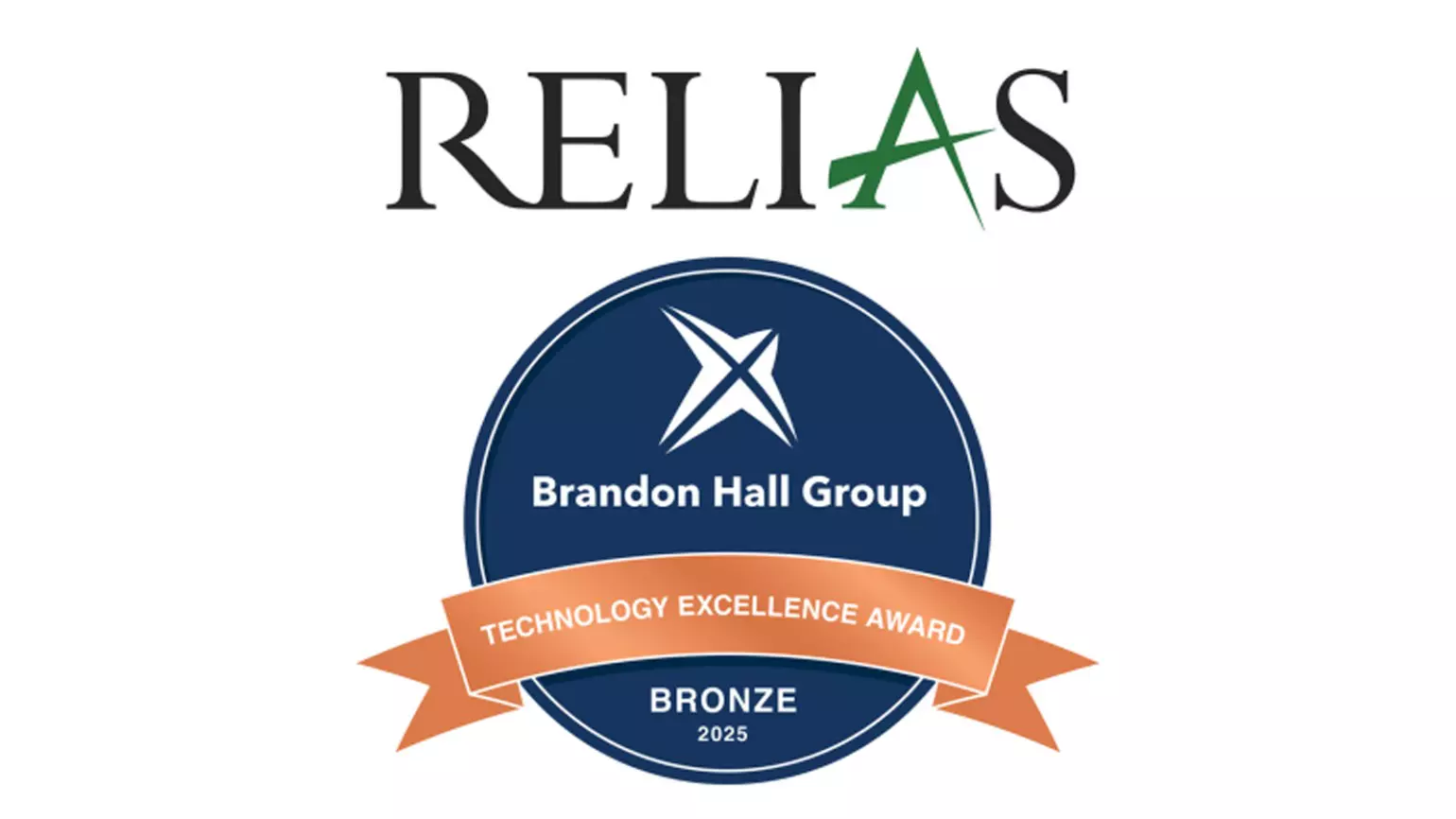 Logo Relias and Brandon Hall Group Technology Excelence Award Bronze 2025