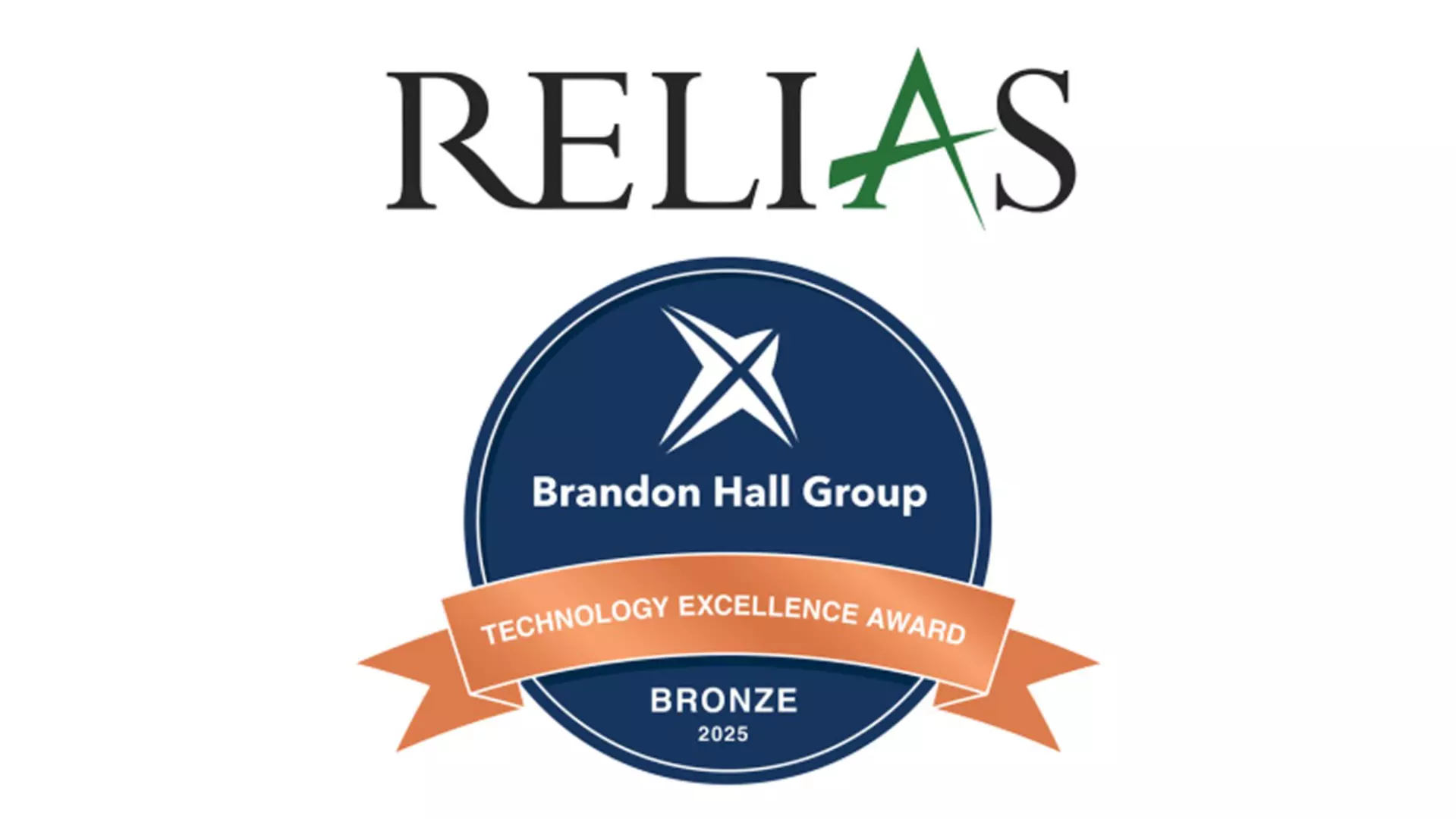 Logo Relias and Brandon Hall Group Technology Excelence Award Bronze 2025