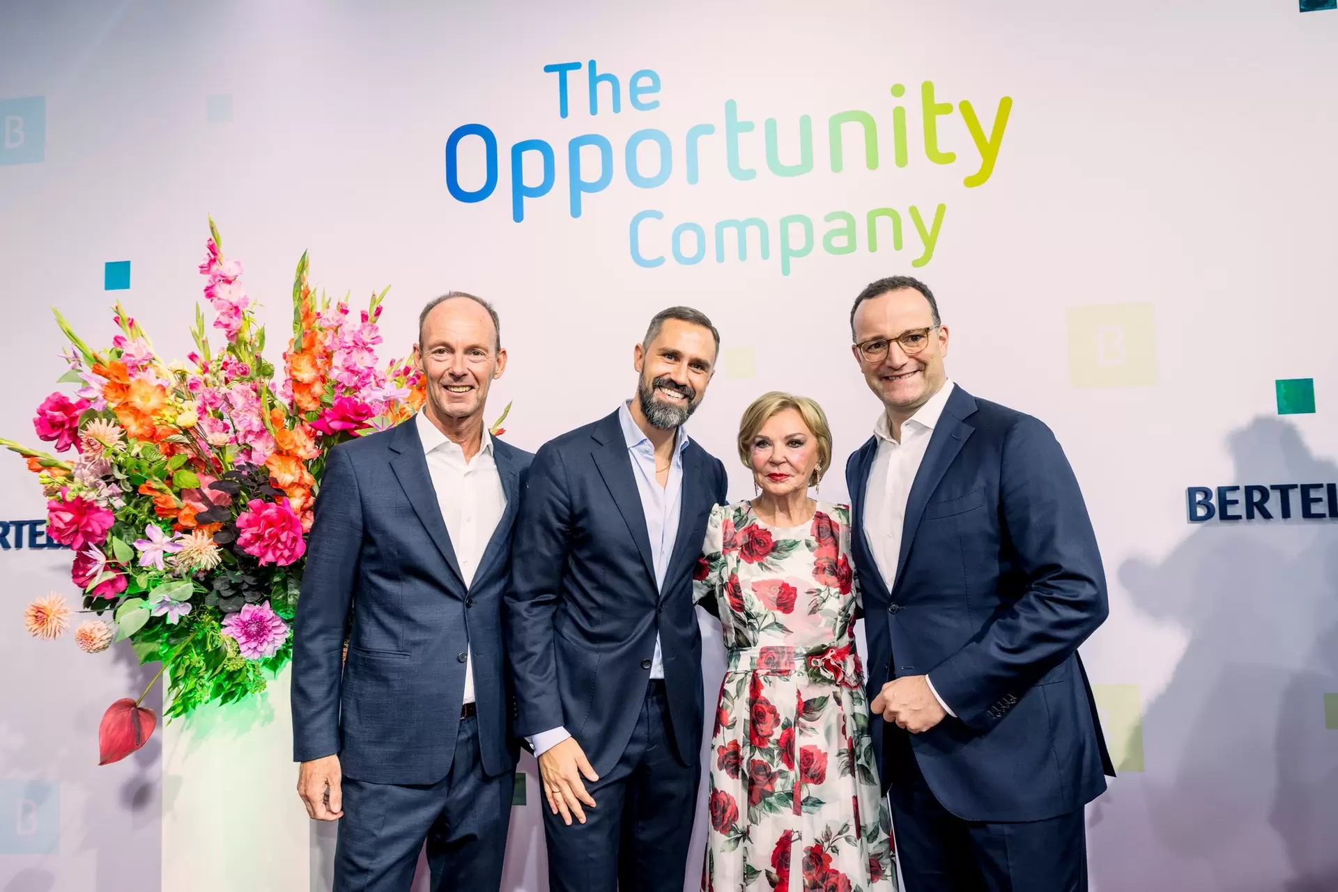 Thomas Rabe, Daniel Funke, Liz Mohn and Jens Spahn at the Bertelsmann Party
