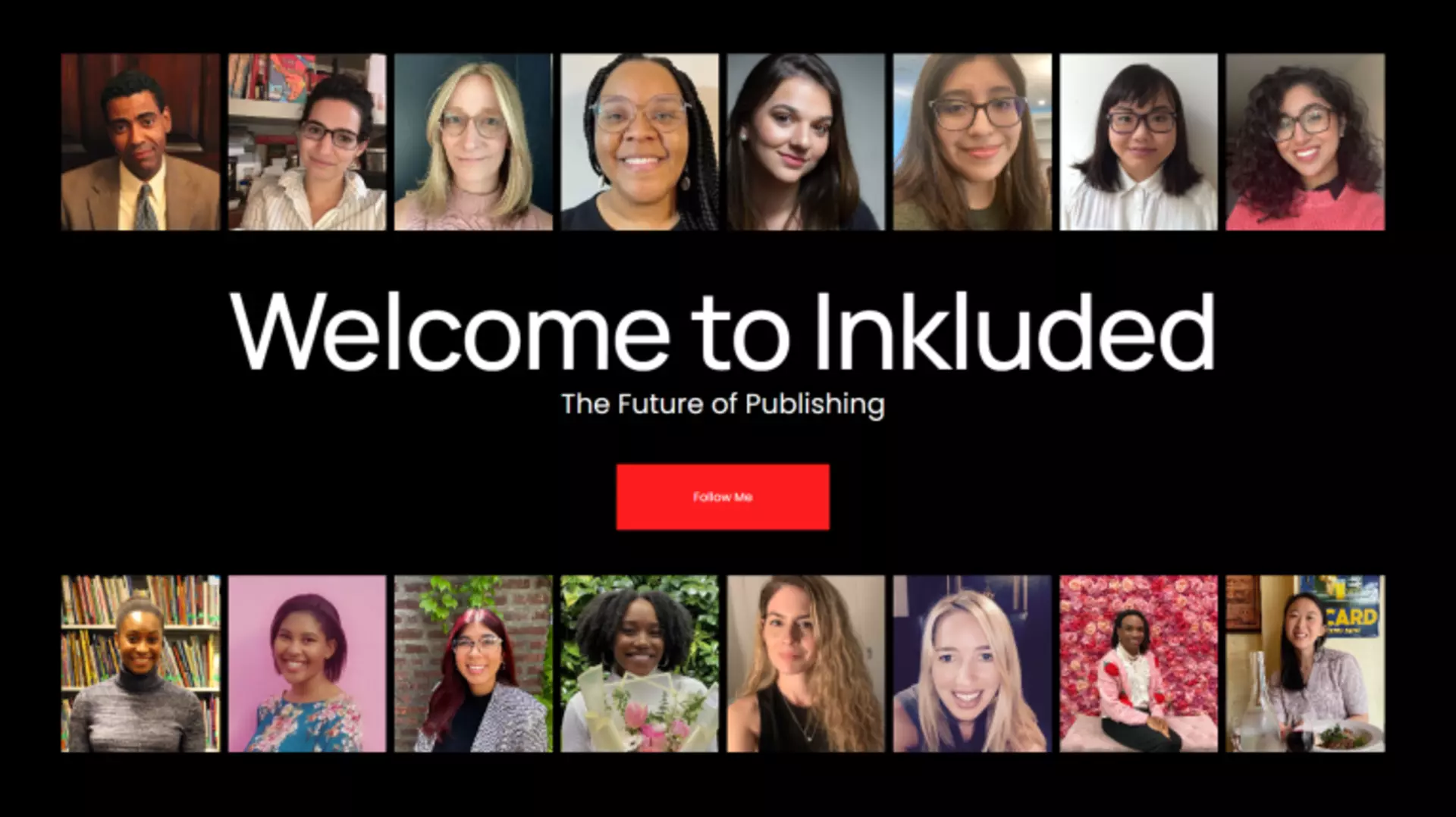 There are 16 faces in the picture. Men and women, old and young, white and Black, some wearing glasses and some not, with long hair and short hair. They are all smiling at the camera.