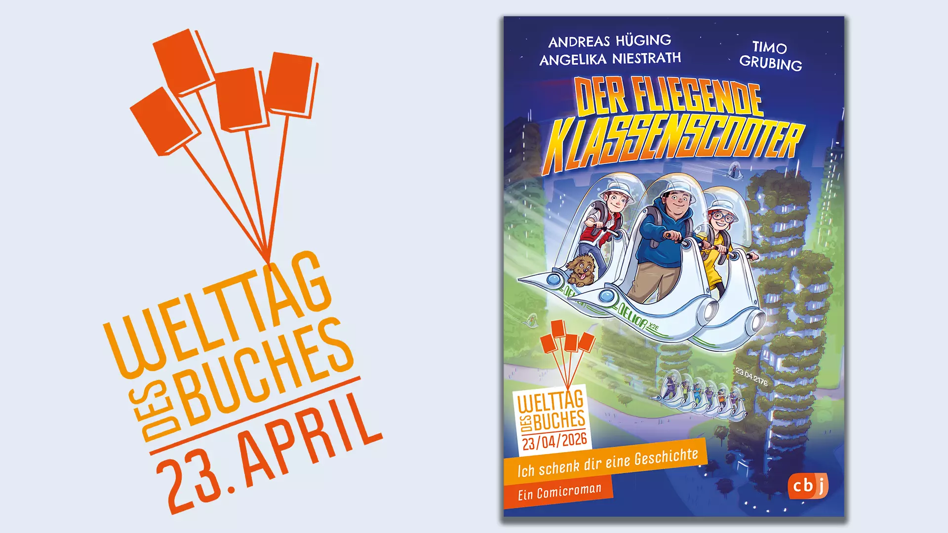 On the left the logo of the world book day, on the right the cover of this year's book