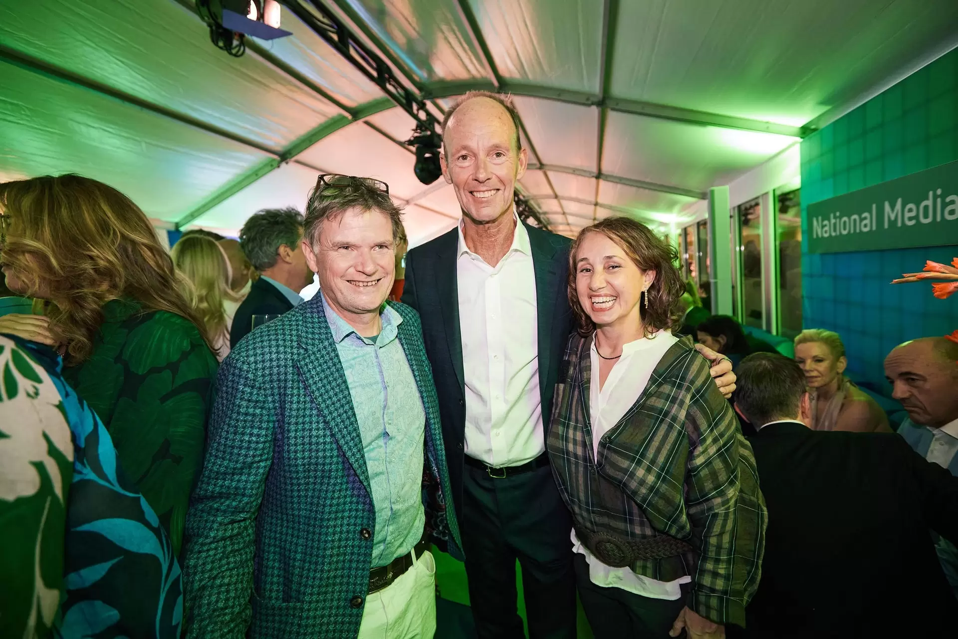 Christopher Lehmpfuhl, Thomas Rabe and Erika Maxim Lehmpfuhl at the Bertelsmann Party