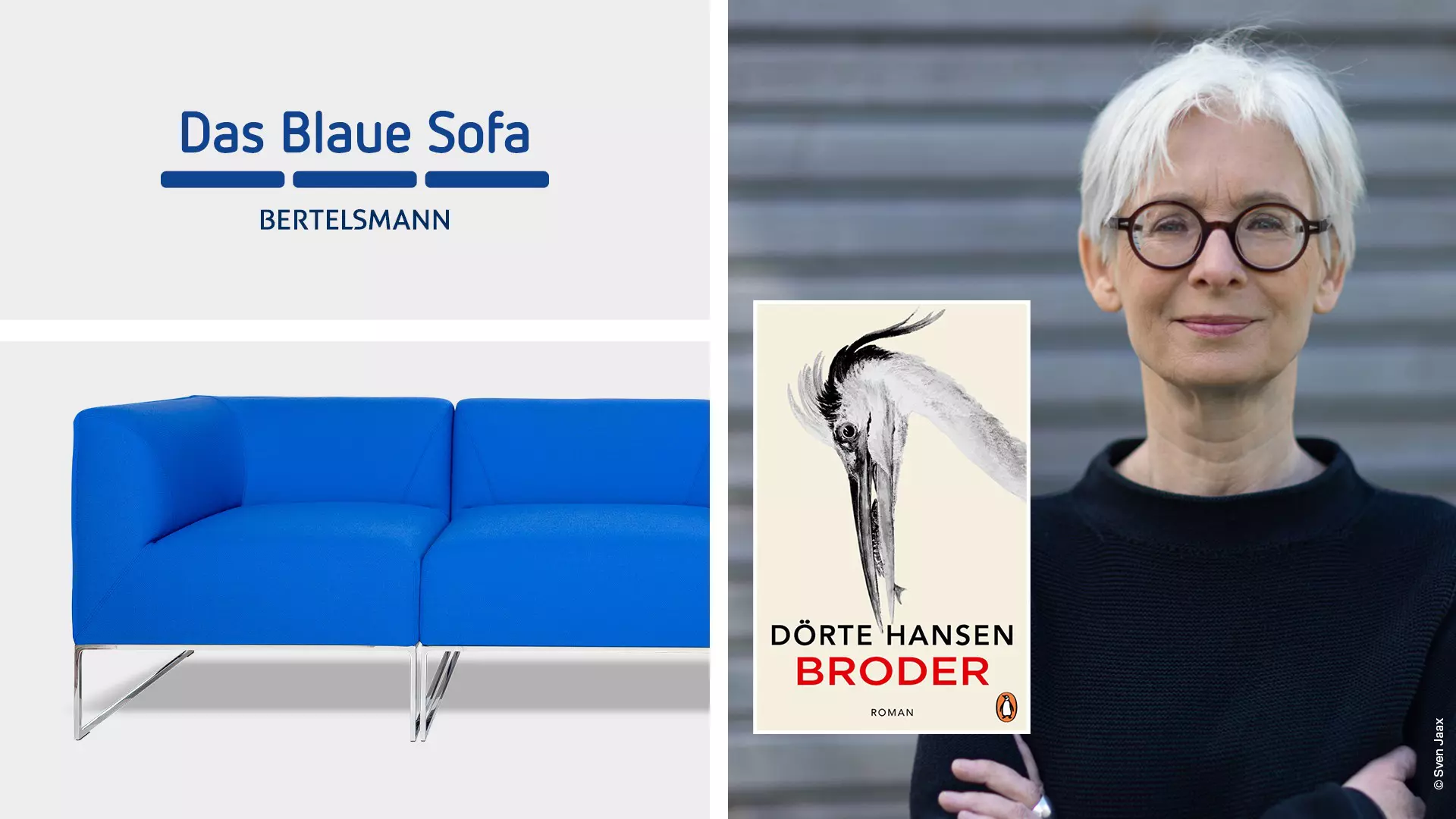 Collage of the cover of the book "Broder" and a Portrait of Dörte Hansen