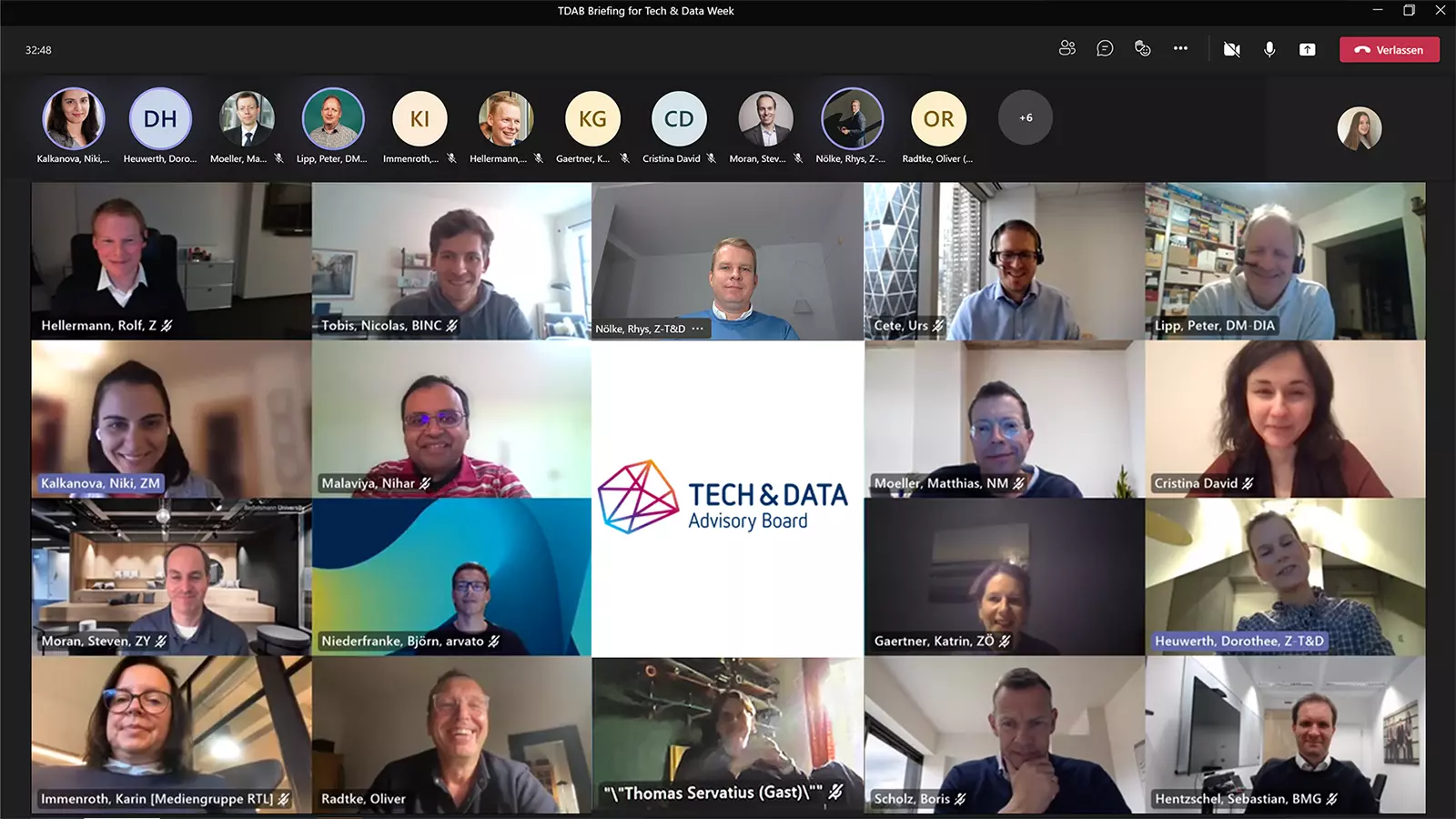 Screenshot aus einem Onlinemeeting des Tech & Data Advisory Boards
