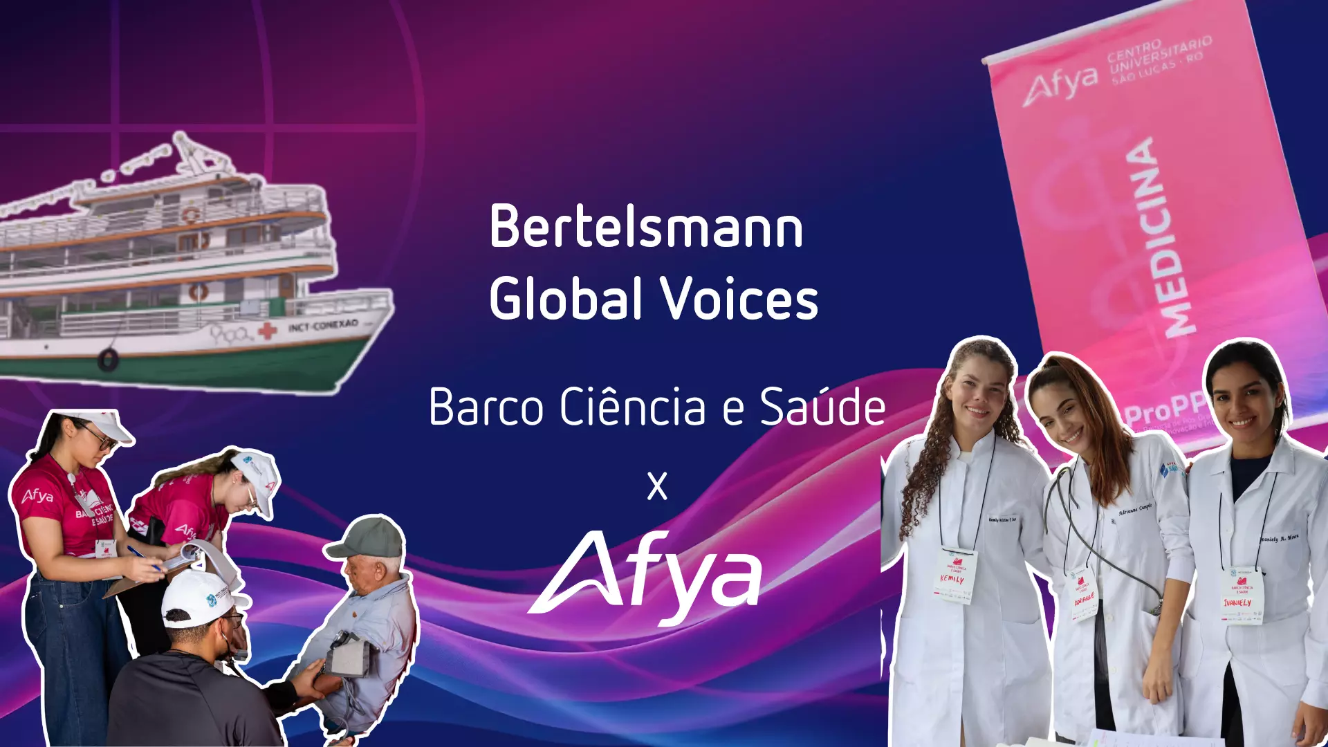 Healthcare in the heart of the Amazon: Through the “Barco Ciência & Saúde” project, Afya brings medical care and counseling to remote communities.