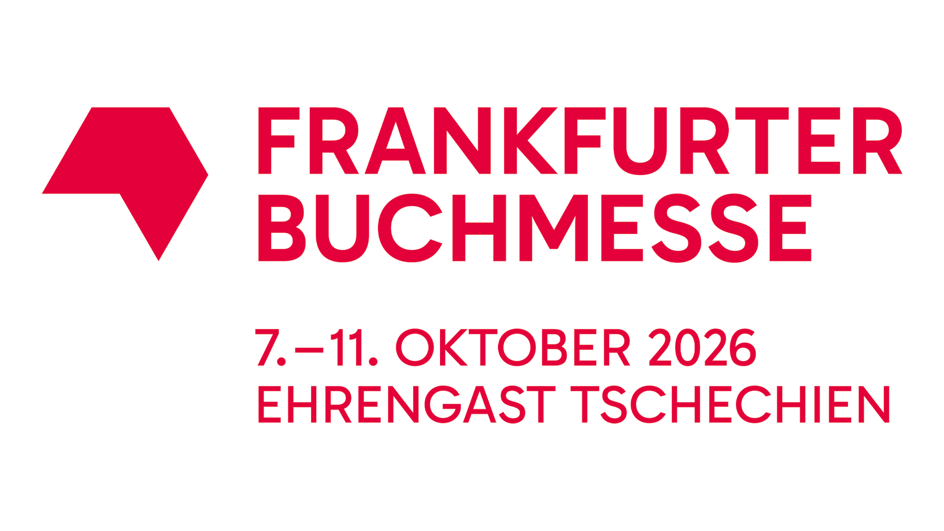 Das rote Logo der Frankfurter Buchmesse: Gastland Tschechien