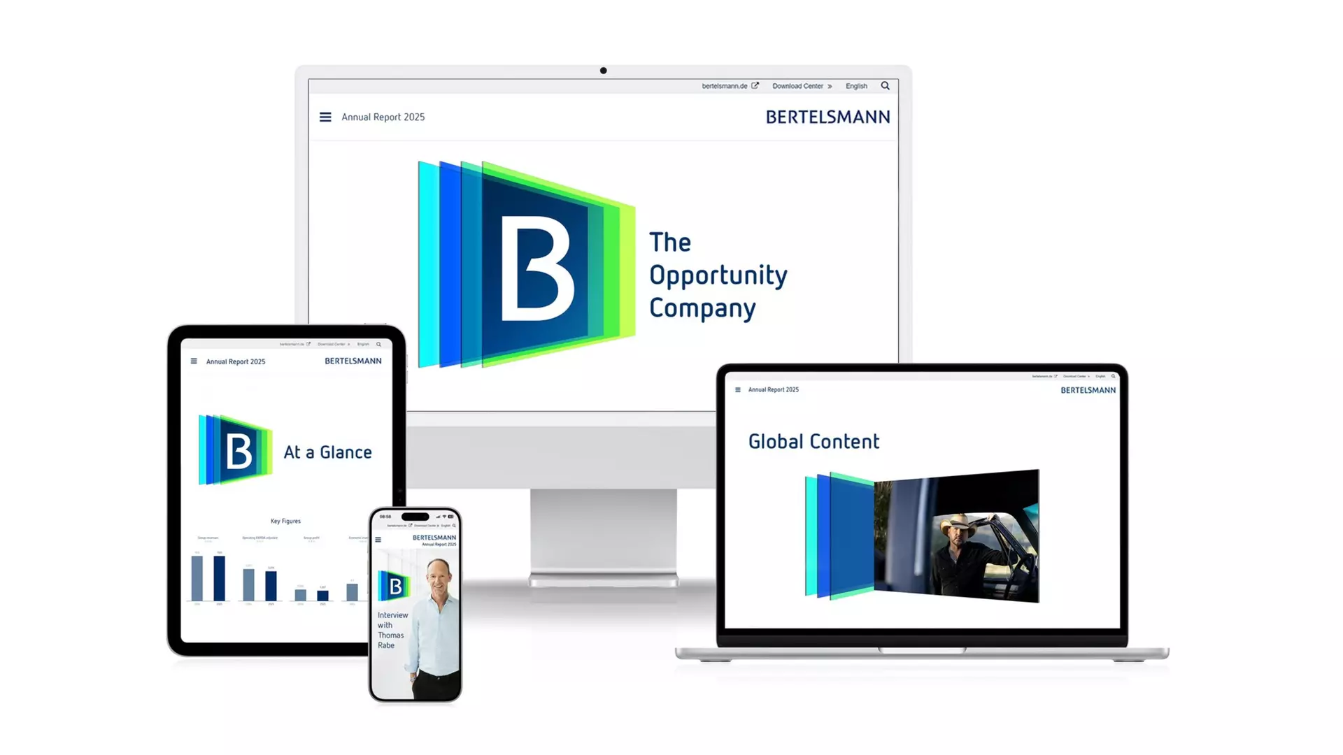 Design of the Annual Report Website, presented on a variety of devices.