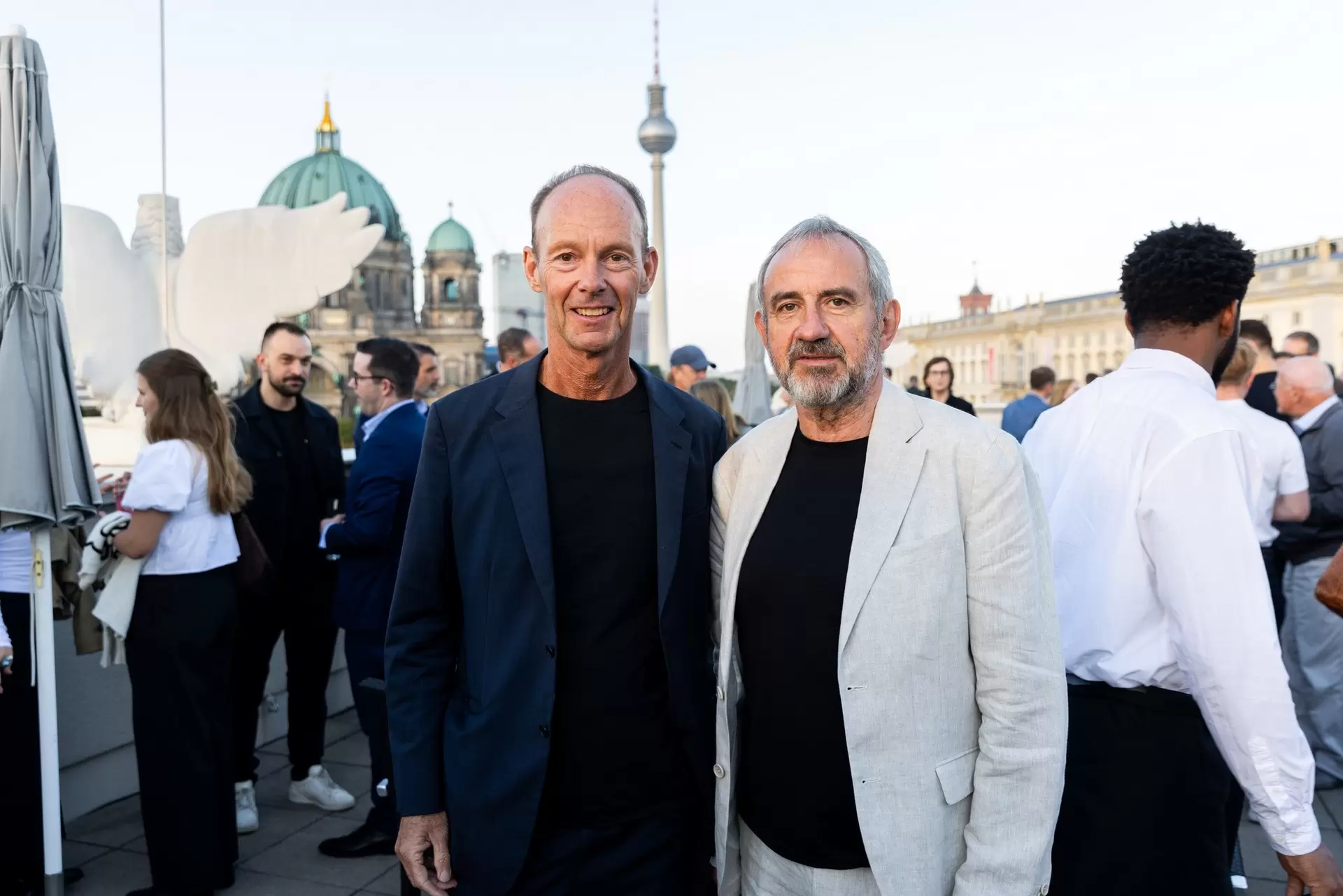 Thomas Rabe, CEO of Bertelsmann, and Hermann Parzinger, former president of the Prussian Cultural Heritage Foundation, at the reception for the 2026 UFA Film Nights