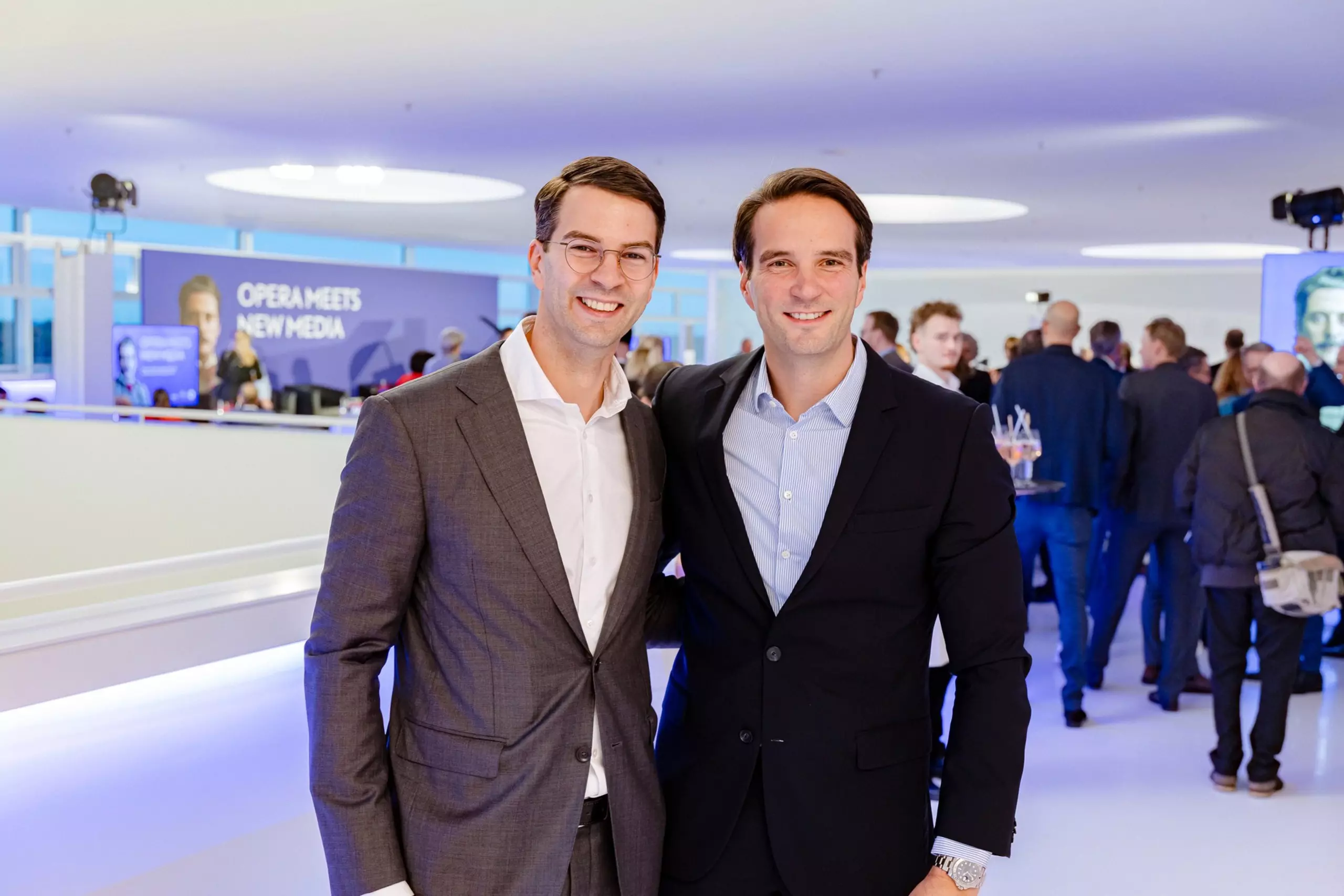 Board members Carsten Coesfeld and Thomas Coesfeld at the opening ceremony of the Puccini exhibition in the Skylobby of Theater Gütersloh