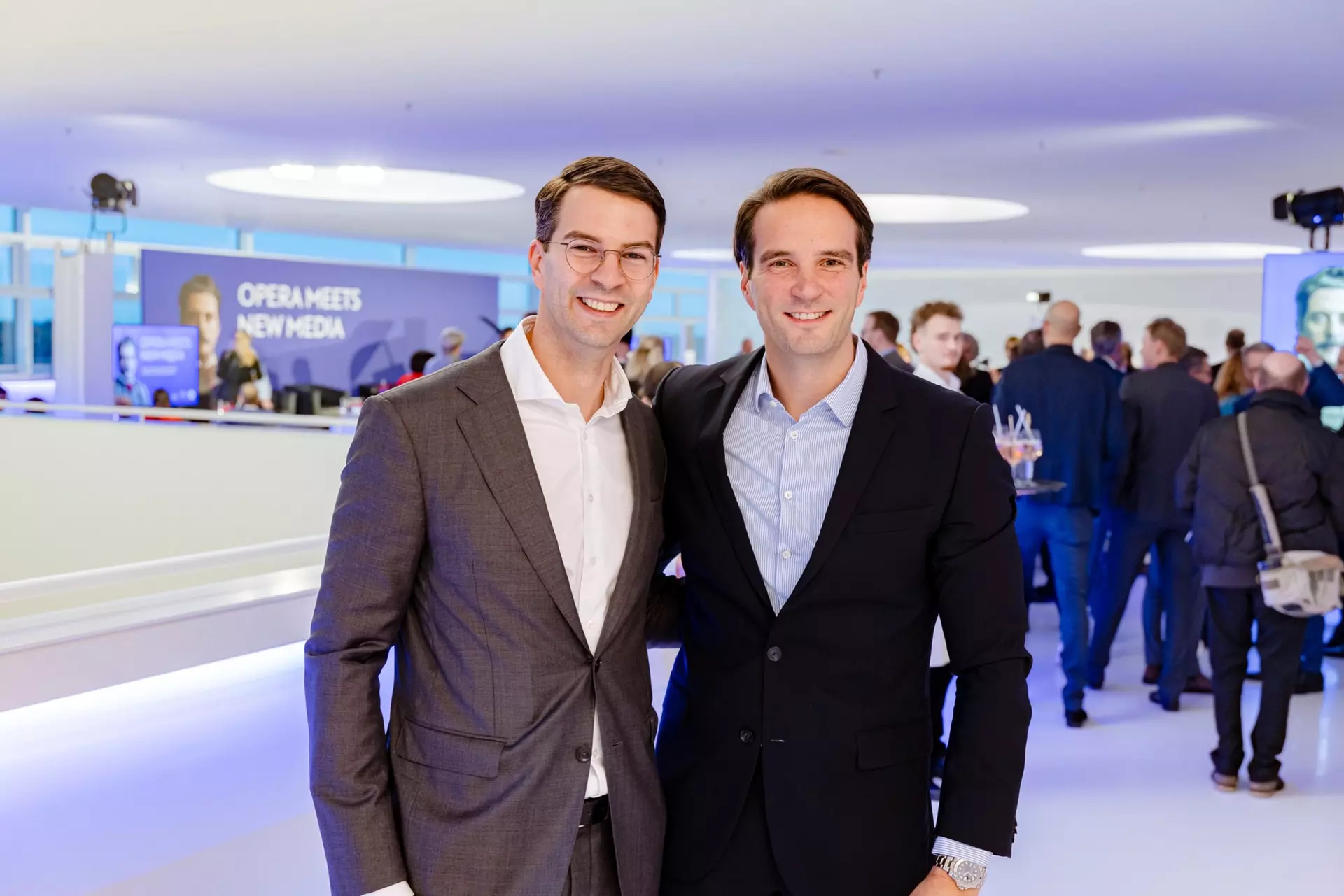 Board members Carsten Coesfeld and Thomas Coesfeld at the opening ceremony of the Puccini exhibition in the Skylobby of Theater Gütersloh