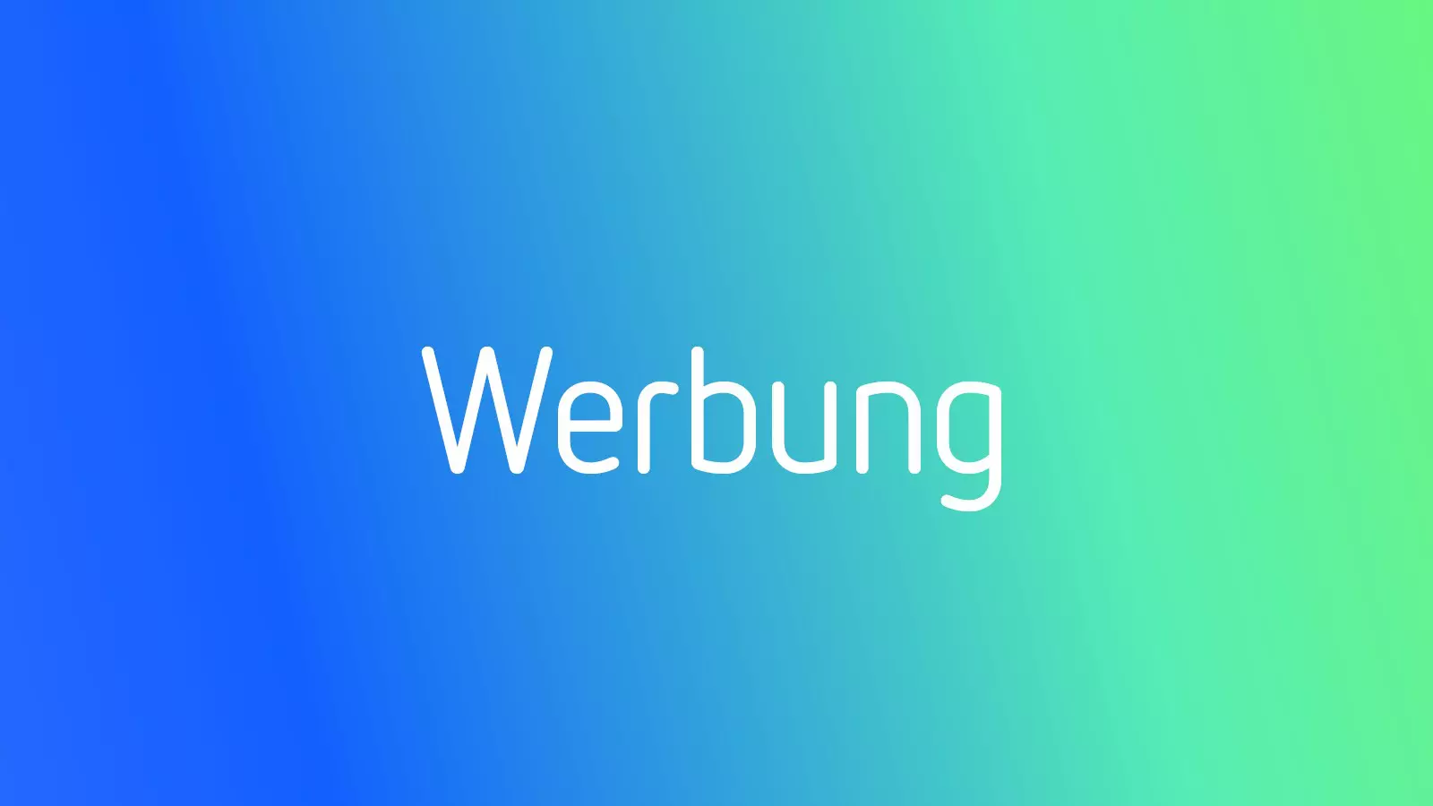Werbung auf grün-blauem Verlauf