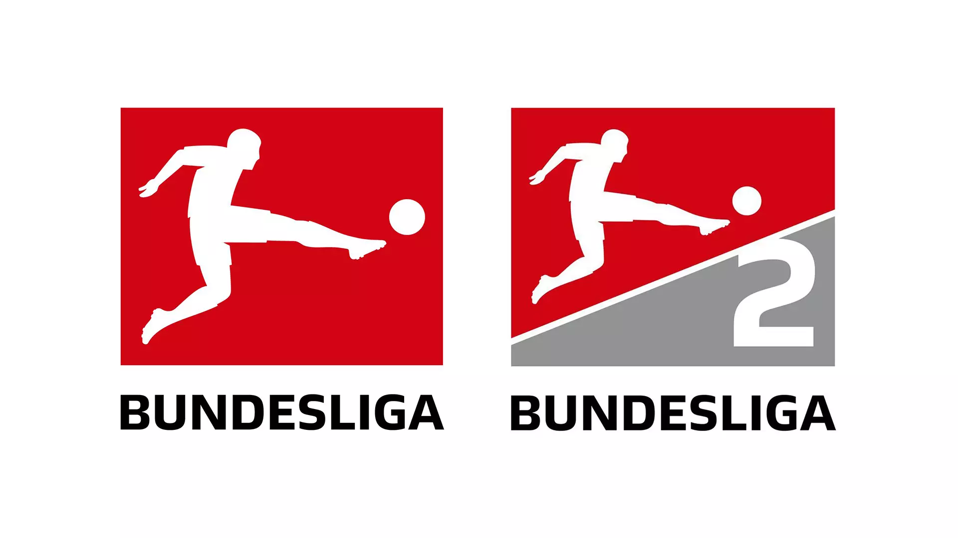 The two red Bundesliga logos featuring a stylized figure kicking a soccer ball.