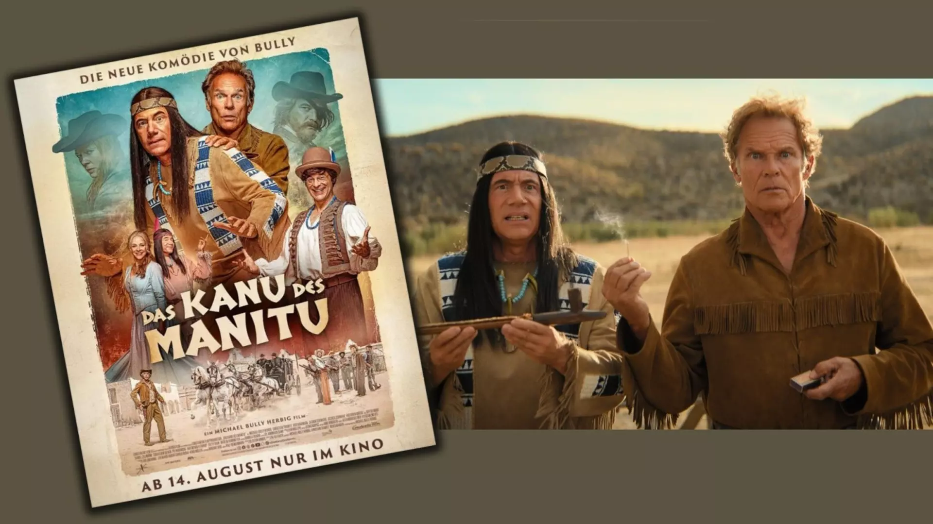 Poster and film still from the movie „Das Kanu des Manitu“