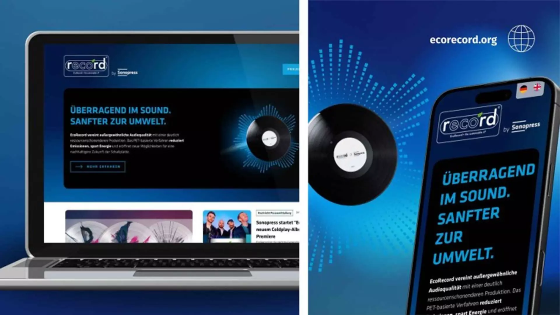 Laptop with the view of the website ecorecord.org