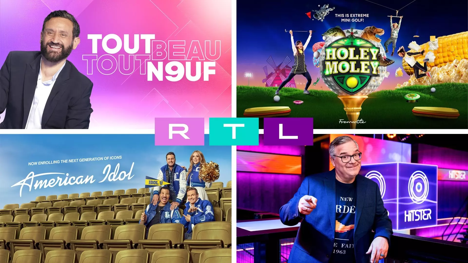 Collage aus vier Szenenbildern von RTL-Sendungen