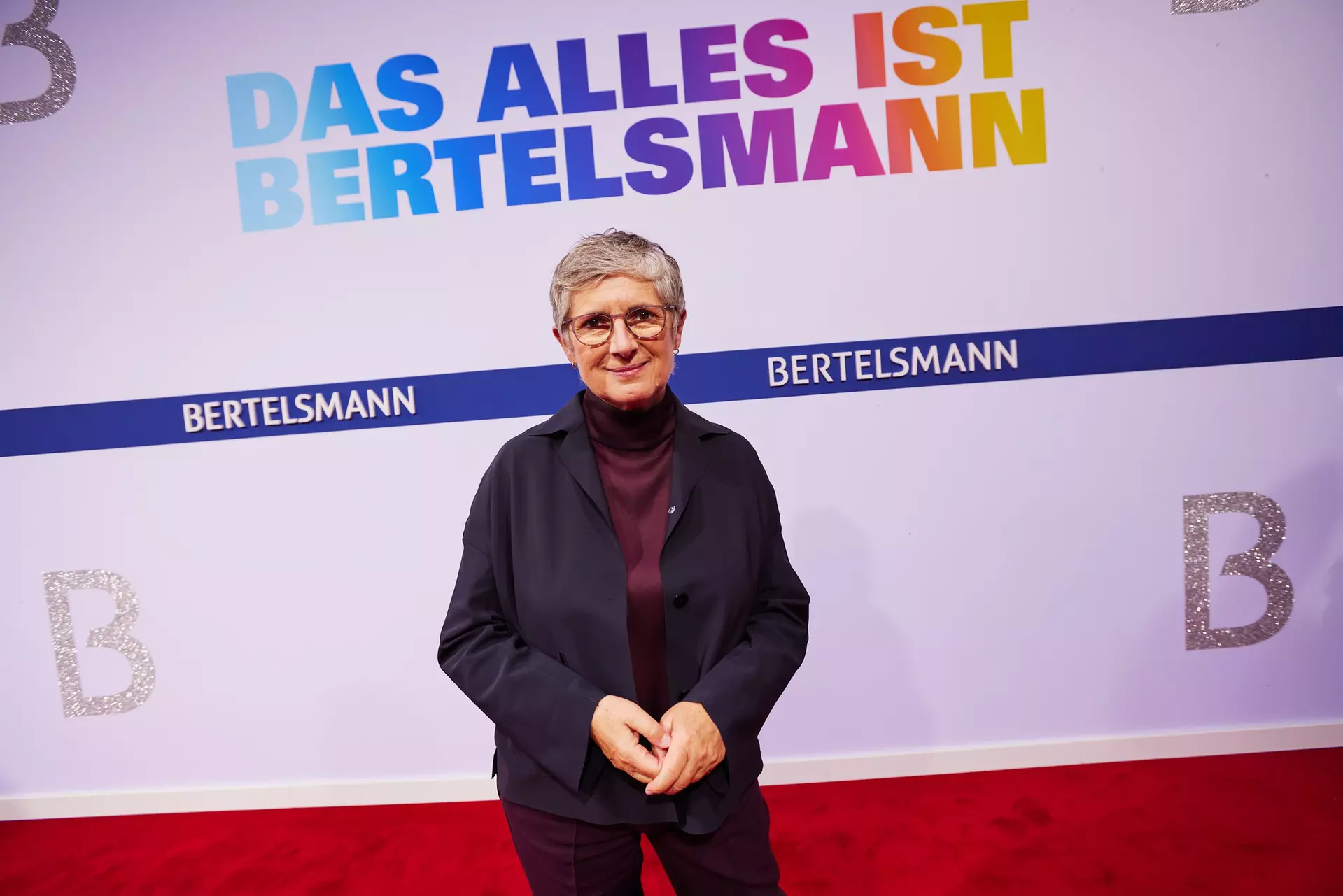 Britta Haßelmann auf dem roten Teppich der Bertelsmann Party 2025.
