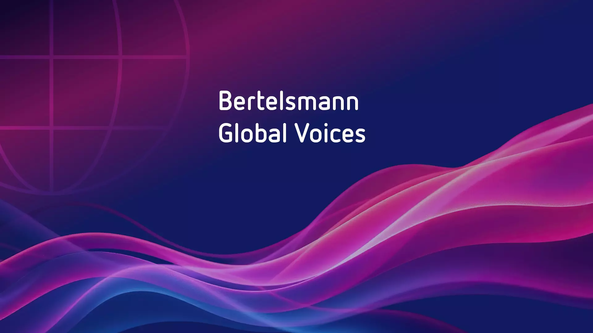 Text "Bertelsmann Global" Voices on colorful background